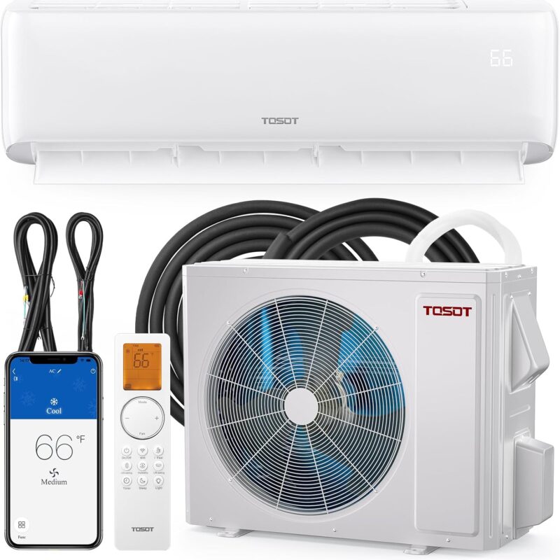 TOSOT 30,000 BTU Mini-Split Air Conditioner and Heating System, 22 SEER2 Wifi-Enabled Ductless Inverter AC Unit with 16ft Copper Line Set, Voice Controlled, 208-230V, Cosmo Series